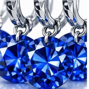 925 Sterling Silver Hoop Earrings Blue Gemstone Dangle Jewelry